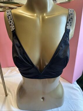 Victoria’s Secret Black plunge V-Neck Bralette with Embellished Straps